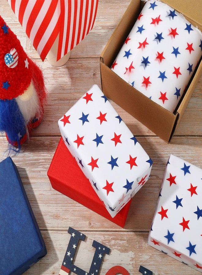 Whaline 90 Sheets Patriotic Tissue Paper Blue Red Star Gift Wrapping Paper 4th of July Decorative Art Paper for DIY Crafts Independence Day Party Decorations, 14 x 20 Inch - Image 5